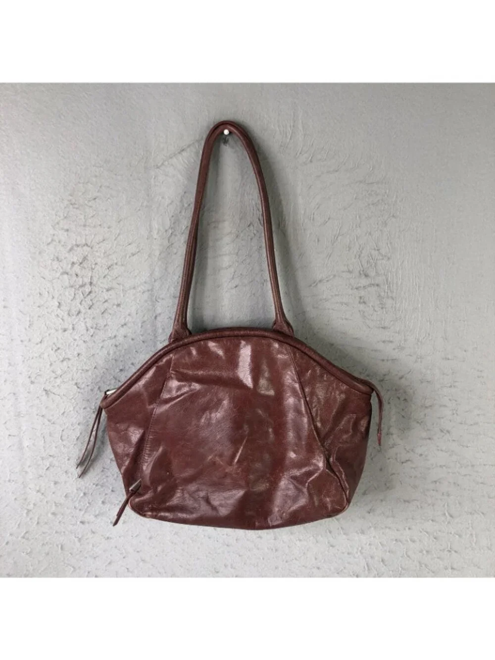 Hobo Shoulder Bag Womens Large Brown Leather Zip Top Pockets Slouchy Casual